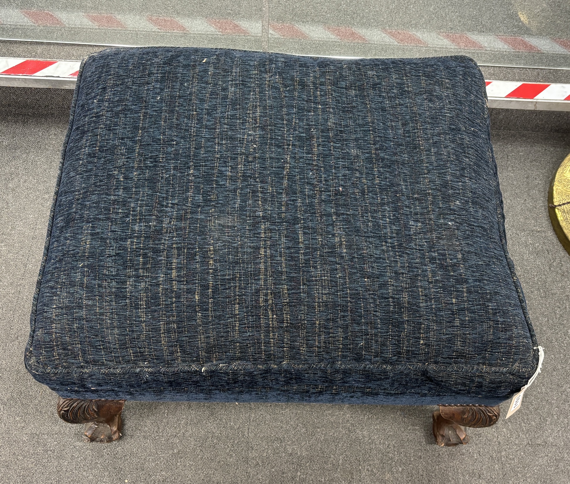 An 18th century George II style mahogany dressing stool, width 72cm, depth 60cm, height 44cm